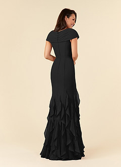 Azazie Bailora Mother of the Bride Dresses Black Mermaid Ruched Chiffon Dress image3