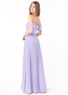 Azazie Lyney Robes de demoiselle d'honneur Robe Trapèze en Mousseline de soie Épaule décolletée Lilas image4