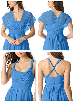 Azazie Olani Bridesmaid Dresses Blue Jay A-Line Off the Shoulder Chiffon Convertible Dress image6