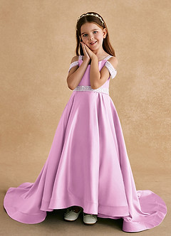 Azazie Jodi Flower Girl Dresses Candy Pink A-Line Matte Satin Dress image5