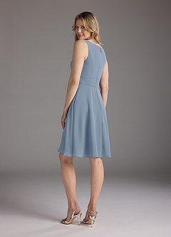 Azazie Shirley Mother of the Bride Dresses Dusty Blue A-Line Scoop Pleated Chiffon Dress image7