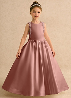 Azazie Trinity Flower Girl Dresses Cedar Rose Ball-Gown Bow Matte Satin Dress image5