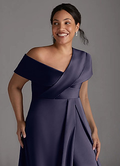Azazie Milton Mother of the Bride Dresses Stormy A-Line Pleated Stretch Satin Dress image13