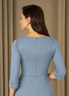 Azazie Rosena Mother of the Bride Dresses Dusty Blue Sheath Pleated Mesh Dress image6