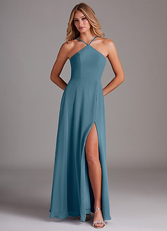 Azazie Bailey Bridesmaid Dresses Bermuda A-Line Halter Side Slit Chiffon Dress image5