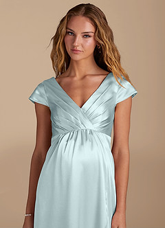 Azazie Allessia Maternity Bridesmaid Dresses A-Line Metallic Satin Floor-Length Dress image7