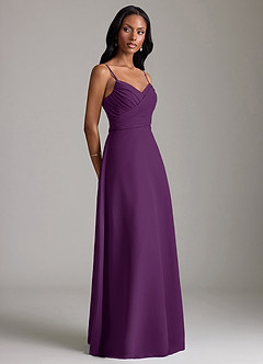 Azazie Kali Bridesmaid Dresses Grape A-Line Pleated Chiffon Dress image3