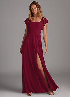 Azazie Bondi Brautjungfernkleider A-Linie Seitliche Cut-Outs Stretch-Chiffon Kleid Burgunderrot image3