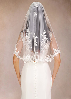 front Diamond and Lace Elbow Veil