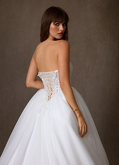 Azazie Sariyah Wedding Dresses Diamond White Nude Ball-Gown Off the Shoulder Tulle Dress image12