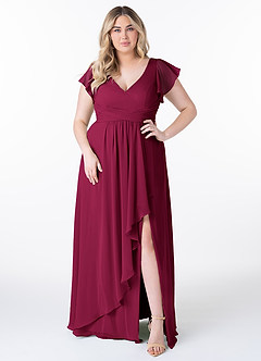 Azazie Omari Bridesmaid Dresses Burgundy A-Line Chiffon Dress image7
