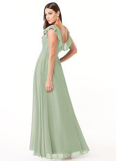 Azazie Jinny Bridesmaid Dresses Dusty Sage A-Line Square Neckline Ruched Chiffon Dress image4