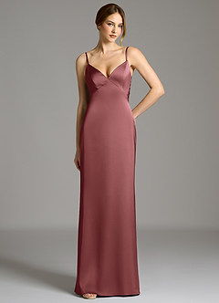 Azazie Adriane Essayer des robes à la maison Robe Fourreau en Satin extensible Arc Améthyste image1