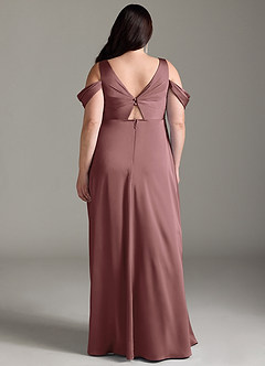 Azazie Rhea Maternity Bridesmaid Dresses A-Line Off-The-Shouler Pleated Stretch Satin Floor-Length Dress image9