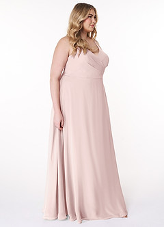 Azazie Davis Bridesmaid Dresses Blushing Pink A-Line V-Neck Chiffon Dress image10