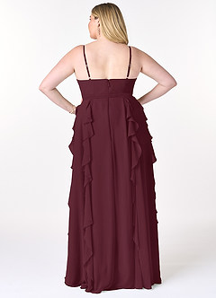 Azazie Peyton Brautjungfernkleider A-Linie Gestreift Chiffon Kleid Cabernetrot image8