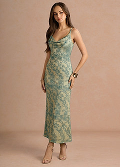 Leah Platinum Teal Maxi Dress image3
