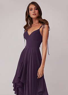Barbie ♥ Azazie Bridesmaid Dresses Plum A-Line Bow Chiffon Dress image5