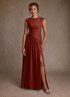 Azazie Kalleen Mother of the Bride Dresses Terracotta A-Line Pleated Chiffon Dress image5