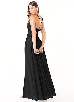 Azazie Aaida Abiti da Damigella Abito A-Line in Chiffon Corsetto Nero image5