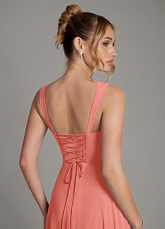 Azazie Agustina Bridesmaid Dresses Salmon Pink Mermaid Corset Chiffon Dress image2