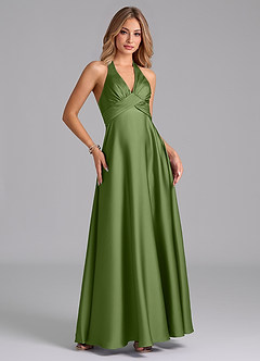 Azazie Tessie Bridesmaid Dresses Juniper A-Line Pleated Stretch Satin Dress image5