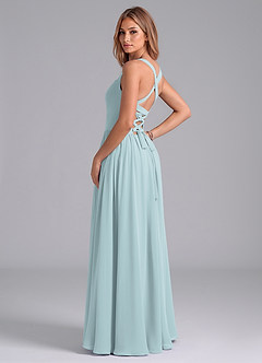 Azazie Francis Bridesmaid Dresses Mist A-Line Corset Chiffon Dress image2