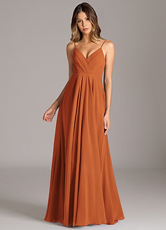 Azazie Amani Suknie dla druhen Linia A Pofałdowany Szyfon Do ziemi Sukienka image4