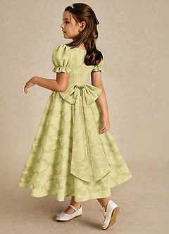 Azazie Joss Flower Girl Dresses Lemon Sorbet A-Line with Sleeves Floral Burnout Dress image2