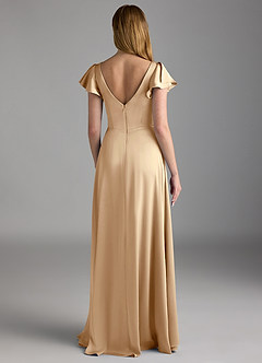 Azazie Omari Robes de demoiselle d'honneur Robe Trapèze en Satin extensible Champagne image2