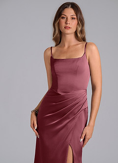 Azazie Donielle Brudtärnklänningar Klänning av Sjöjungfru i Stretch Satin Korsett Desert Rose image6