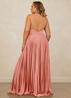 Christian Siriano Bridal for Azazie 1007 Bridesmaid Dresses Coral A-Line Pleated Stretch Satin Dress image11