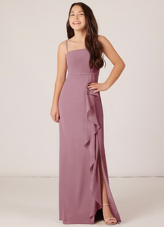 Azazie Kaylee Junior A-Linie Seitliche Cut-Outs Chiffon Kleid Vintage Mauve image4
