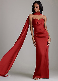 Azazie Sonora Vestidos de damas de honor Vestido de Granada de Satén Elástico de Corte Recto con Sin tirantes image8