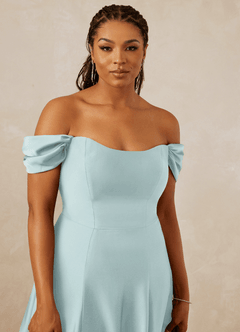 Christian Siriano Bridal for Azazie 1002 Bridesmaid Dresses Mist A-Line Off the Shoulder Stretch Satin Convertible Dress image13