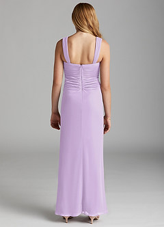 Azazie Jesaphine Junior Lilac Sheath Pleated Mesh Dress image4