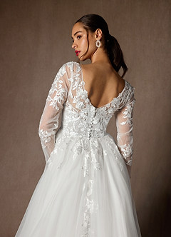 Azazie Freya Hochzeitskleider A-Linie Pailletten Tüll Kleid Diamantweiß image4