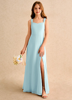 Azazie Makani Girls Formal Flower Girl Dresses Sea Glass A-Line Sweetheart Neckline Chiffon Dress image3