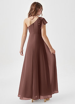 Azazie Arabella Junior Abito A-Line in Chiffon Increspato Espresso image2