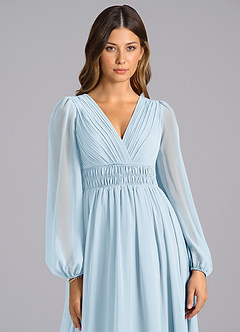 Azazie Palerma Bridesmaid Dresses Sky Blue A-Line Long Sleeve Chiffon Dress image6