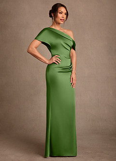 Azazie Rutha Suknie dla Matki Panny Młodej Osłona Jedno ramię Satyna elastyczna Długość podłogi Sukienka image3