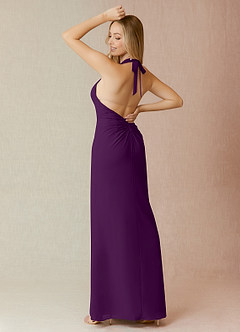 Azazie Yessi Bridesmaid Dresses Grape Sheath Pleated Chiffon Dress image2