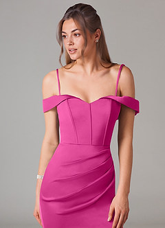 Azazie Everly Vestidos de damas de honor Vestido de Fucsia de Satén Elástico de Corte Sirena Convertible con Vestidos sin tirantes image2