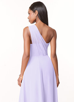 Azazie Ashley Bridesmaid Dresses Lilac A-Line Ruched Chiffon Dress image3