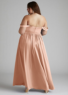 Azazie Morana Bridesmaid Dresses Rose Gold A-Line Off the Shoulder Stretch Satin Convertible Dress image14