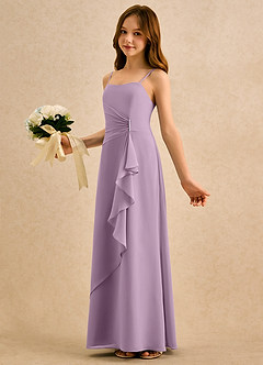 Azazie lolly Girls Formal Robe Demoiselle D'honneur Fillette Robe Trapèze en Mousseline de soie Plissé Glycine image1