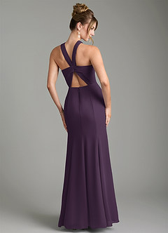 Azazie Rue Bridesmaid Dresses Plum A-Line Halter Chiffon Dress image2