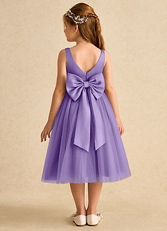 Azazie Firefly vestidos de niña de las flores Vestido de Tahití de Satin Mate de Corte En A con Lazo image5