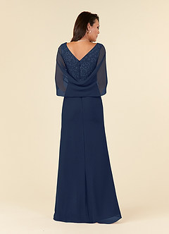 Azazie Laina Mother of the Bride Dresses Dark Navy Mermaid Lace Chiffon Dress image4