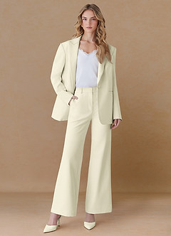 front Amelia Ivory Refined Weave Performance Oversized Blazer